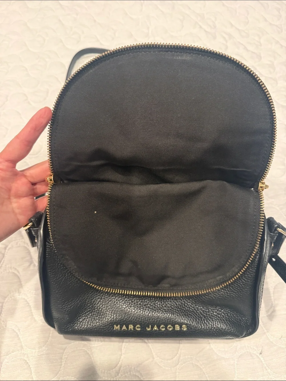 Marc Jacobs Black Pebbled Leather Crossbody with Gold Hardware